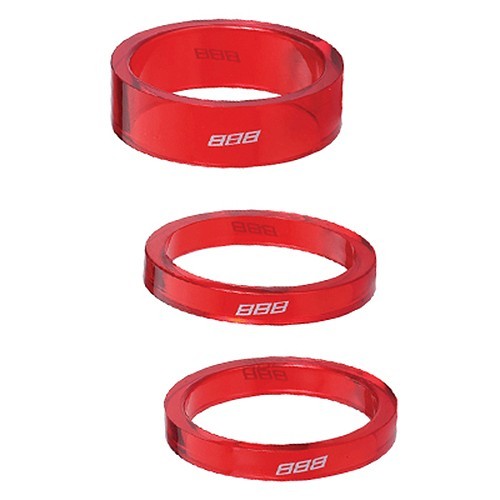 Espaciadores (Kit) BBB Transpace 1 1/8 Bhp-37 5/10/15/20Mm. Rojo Transparente (Oferta)