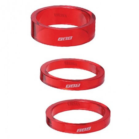 Espaciadores (Kit) BBB Transpace 1 1/8 Bhp-37 5/10/15/20Mm. Rojo Transparente (Oferta)