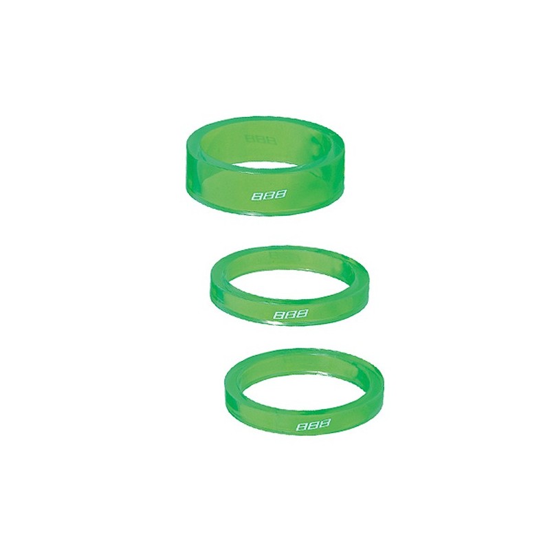 Espaciadores (Kit) BBB Transpace 1 1/8 Bhp-37 5/10/15/20Mm. Verde Transparente (Oferta)