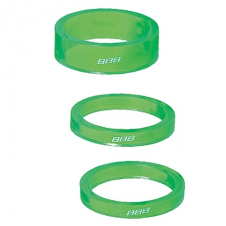 Espaciadores (Kit) BBB Transpace 1 1/8 Bhp-37 5/10/15/20Mm. Verde Transparente (Oferta)