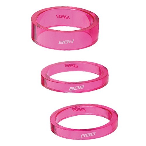Espaciadores (Kit) BBB Transpace 1 1/8 Bhp-37 5/10/15/20Mm. Rosa Transparente (Oferta)